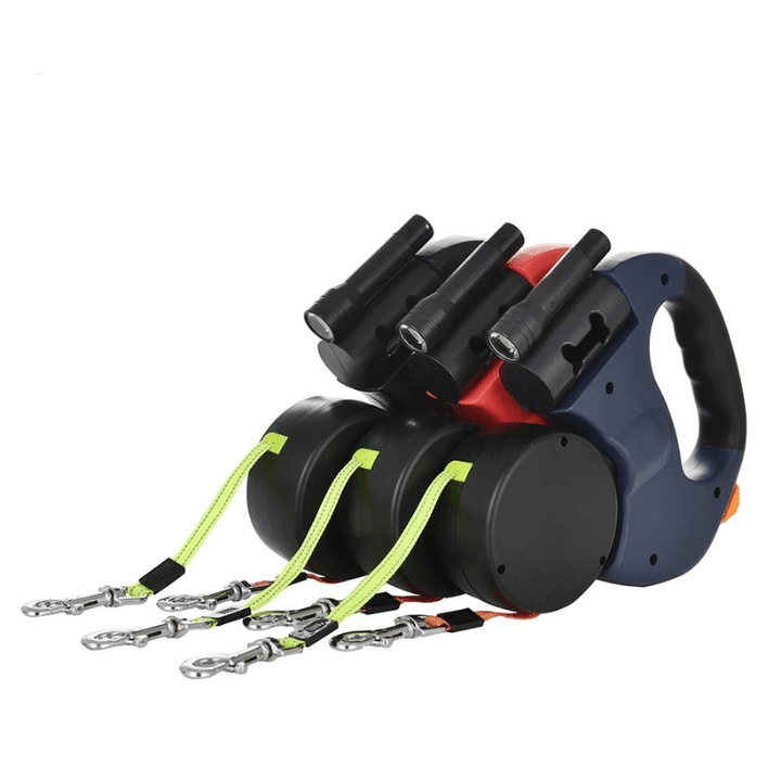 Luvikno | Duoglow Double Hundeleash med LED-lampe, 360° Rotterende Hengsel, 30 kg Kapasitet