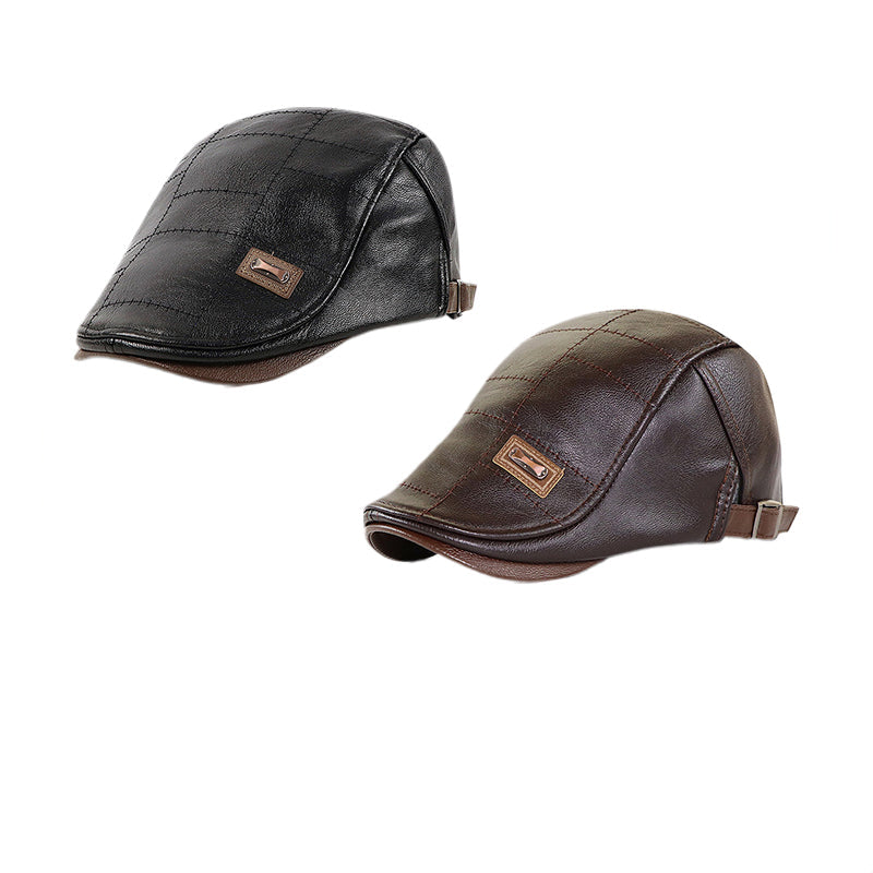 Luvikno | ElderLux Plush Leather Beret | Cozy elegance for a warm winter experience