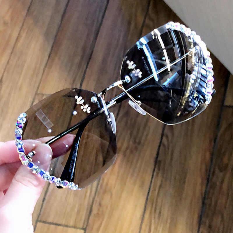 Rimless solbriller med krystall | Luvikno