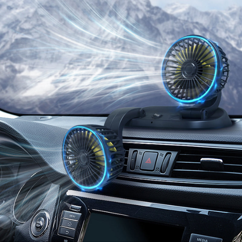 Mini svingbar vifte med dobbelt hode for bilen | luvikno