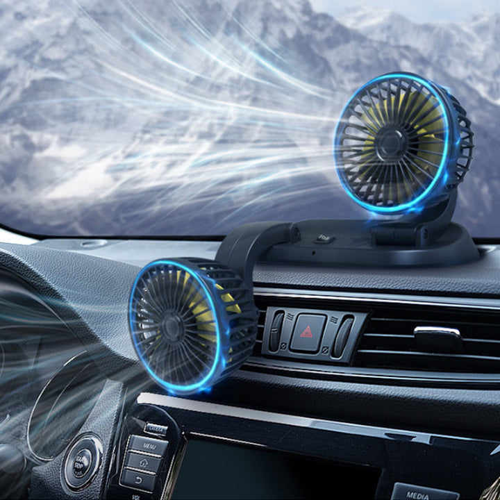 Mini svingbar vifte med dobbelt hode for bilen | luvikno