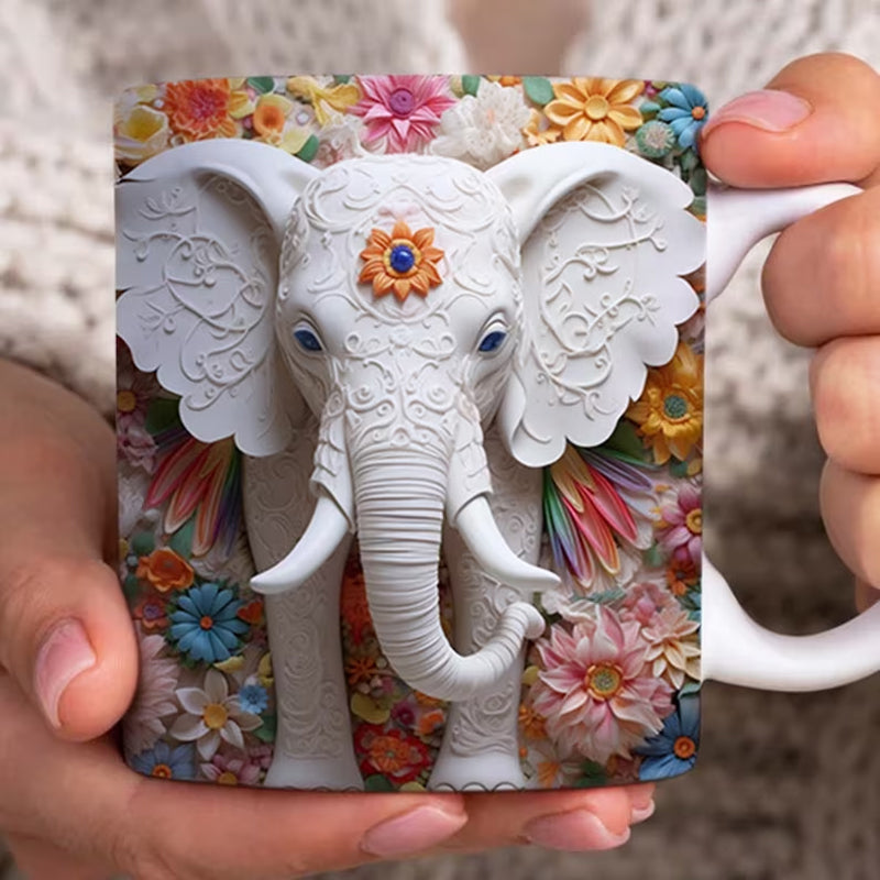 3D Elefant Blomster Kopp | Luvikno