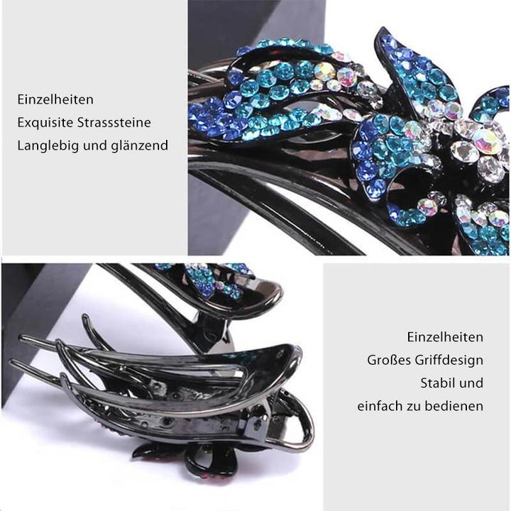 Luvikno | Rhinestone Dobbel Blomst Hårklemme