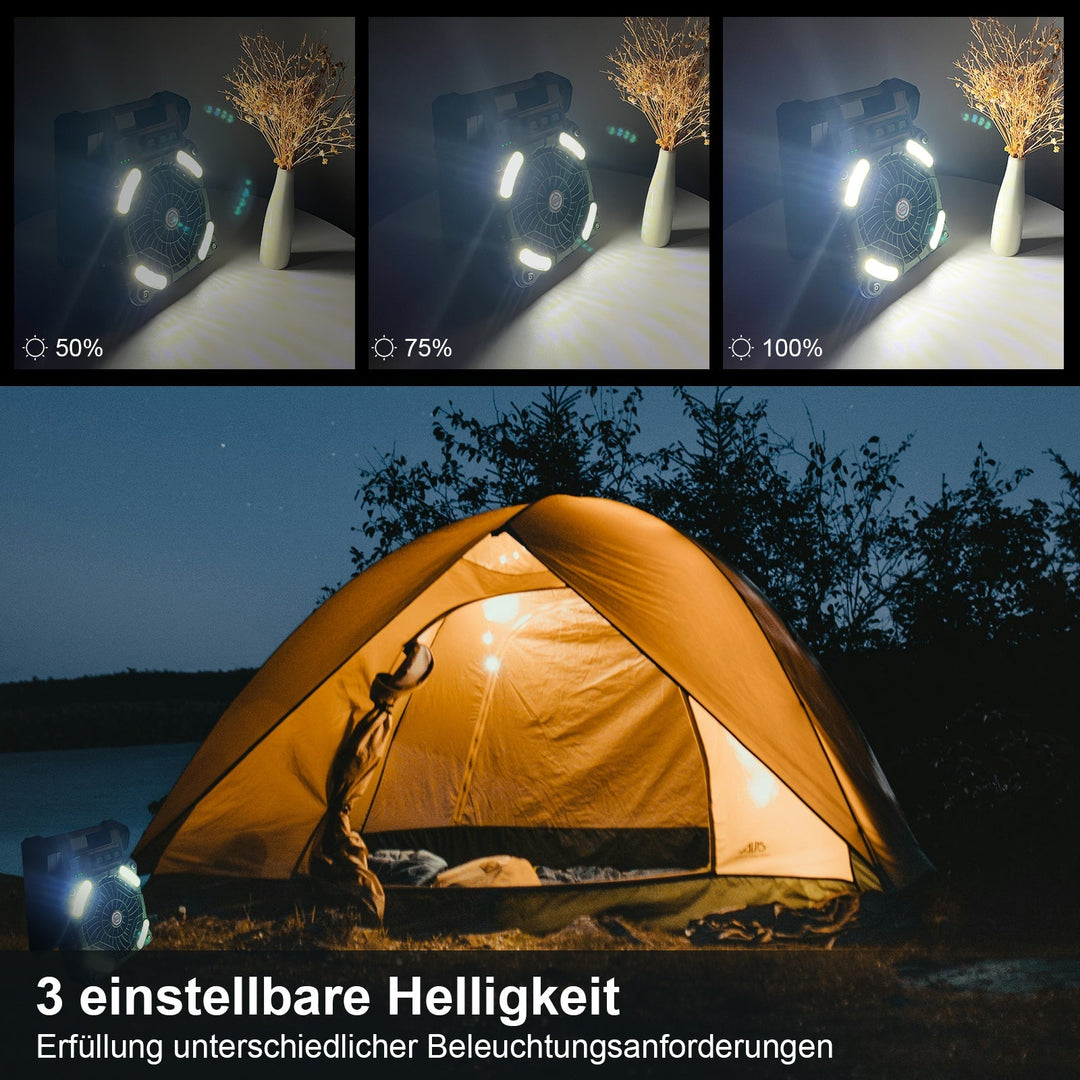 Bærbar solcelle campingvifte LED-lampe | Luvikno