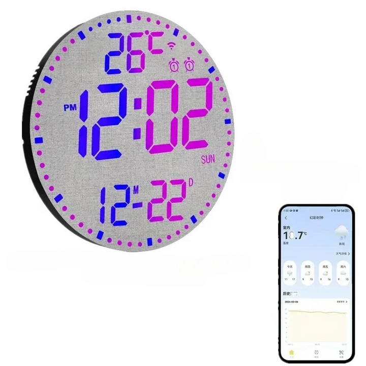 WiFiTime Klokke - Smart LED Veggklokke med Kalender Luvikno