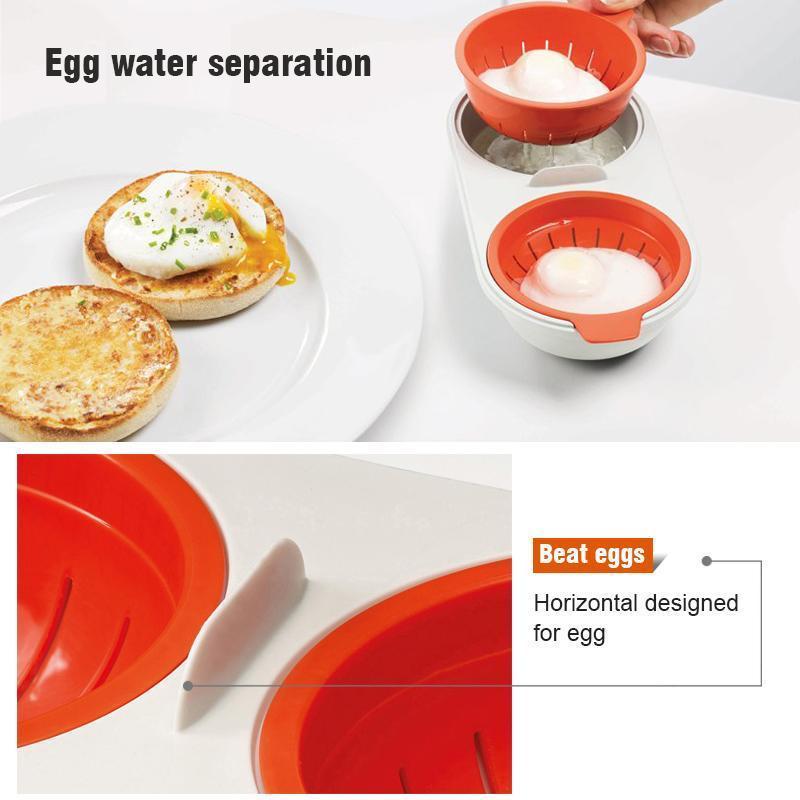 Mikrobølgeovn Egg Poacher Matkvalitet, 2-Kopp Bærbar Eggkoker | Luvikno