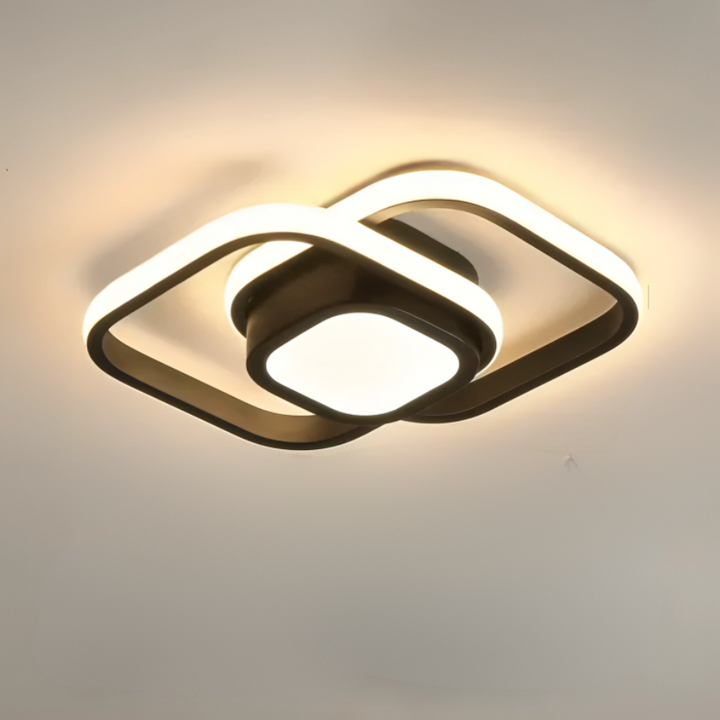 Moderne LED Taklampe 18W | Kreativ Design med 2 Ringer | Energivennlig Belysning for Stue & Kontor 24 cm | Luvikno
