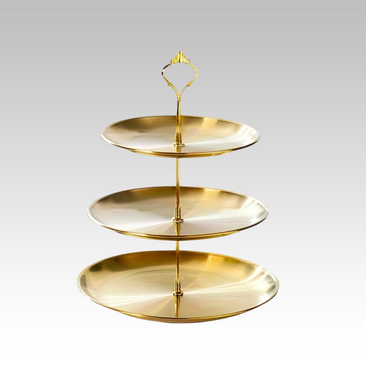 SteelTower - Elegant Triple Serving Plate for Parties Luvikno