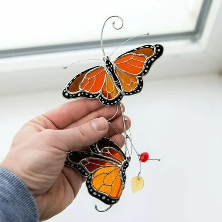 Flekkete Monarch Butterfly Glass Window Decor | Luvikno