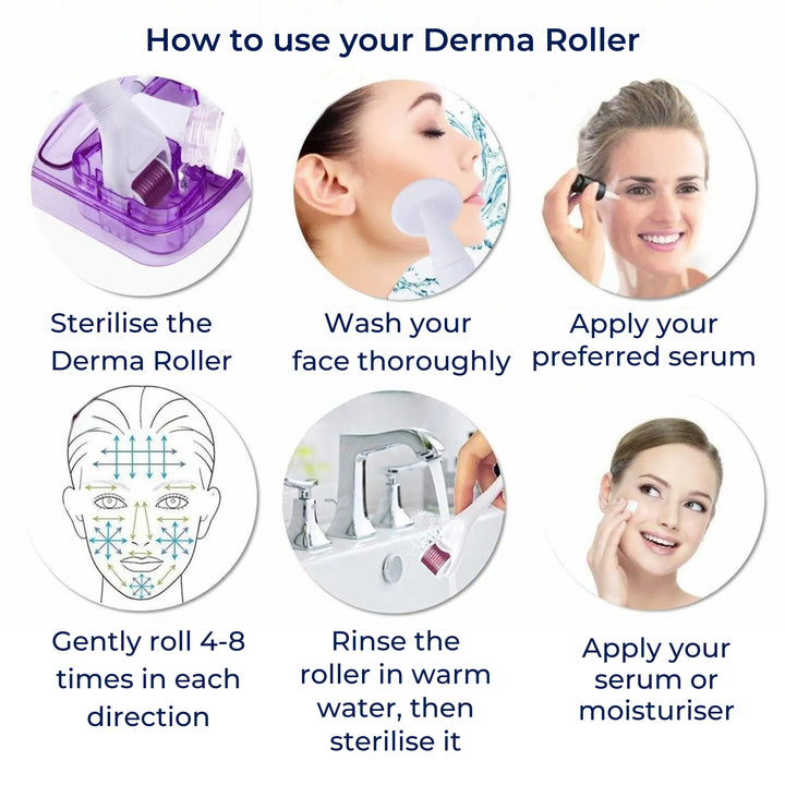 DermaGlow Microneedling Derma Roller Kit – Anti-Aging – Titannåler – Hjemmeskincare for Kvinner Luvikno
