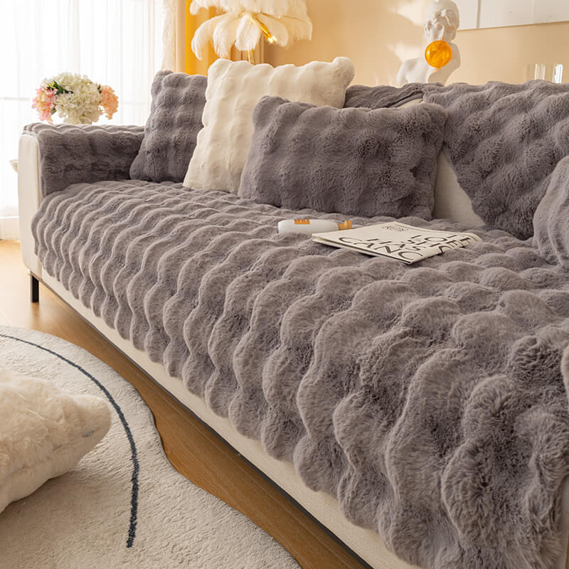 Ultra-myke kanin plysj sofaputer for koselig eleganse | Luvikno