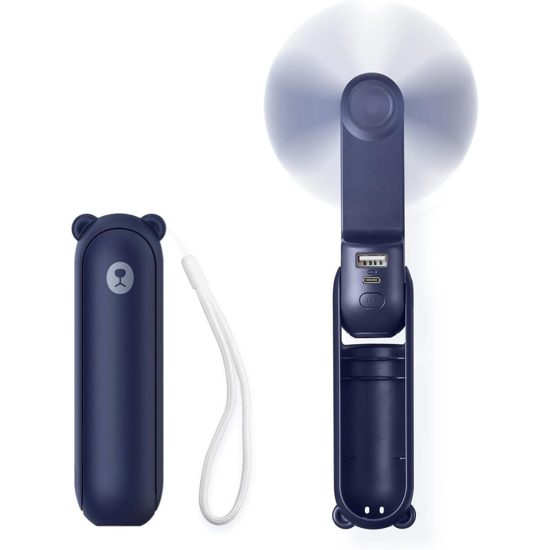 3 i 1 Håndholdt Mini Vifte | USB Oppladbar, Sammenleggbar Design & Ideell for Reise, Camping og Utendørsaktiviteter | Luvikno