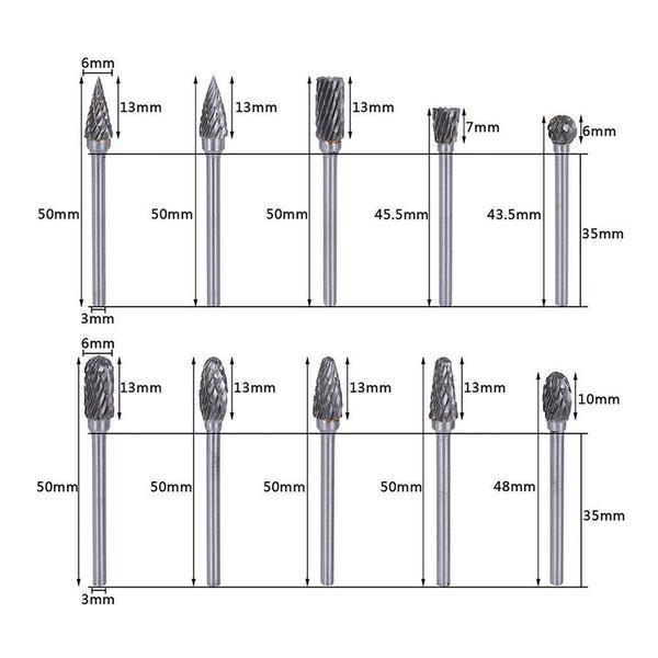 10 i 1 Wolframstål Slipende Hode (10PCS) | Luvikno