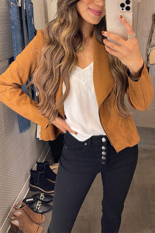 Luvik | Up Pocketed Faux Suede Motorsykkeljakke (7 forskjellige farger)