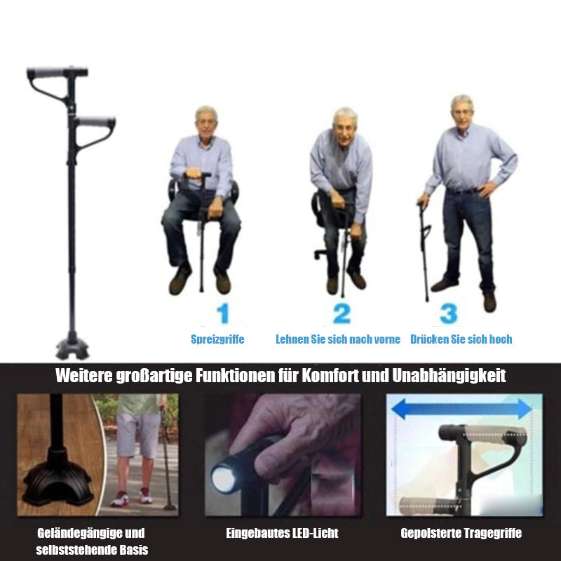 Luvikno | Ikke-glidende sammenleggbar gåstokk med LED-lys