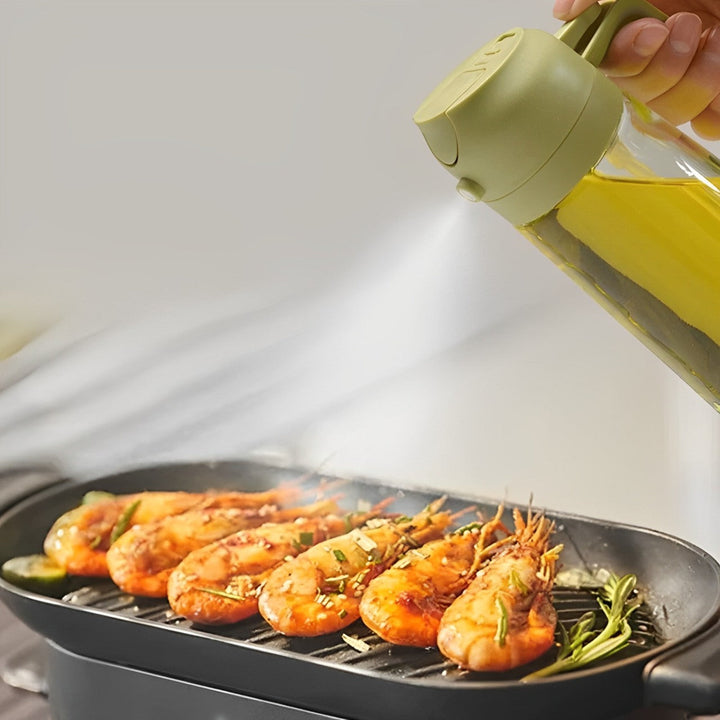 2-i-1 Olivenolje Dispenser og Spray for Matlaging, Salat, Steking og BBQ Luvikno