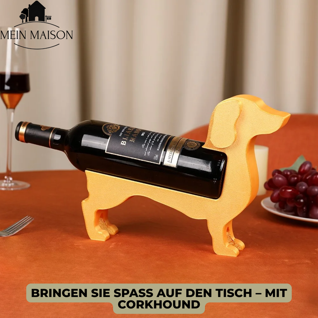 Luvikno | Vinflaskeholder Dachsund CorkHound | Original Design | Solid & Dekorativ | For 375–500 ml