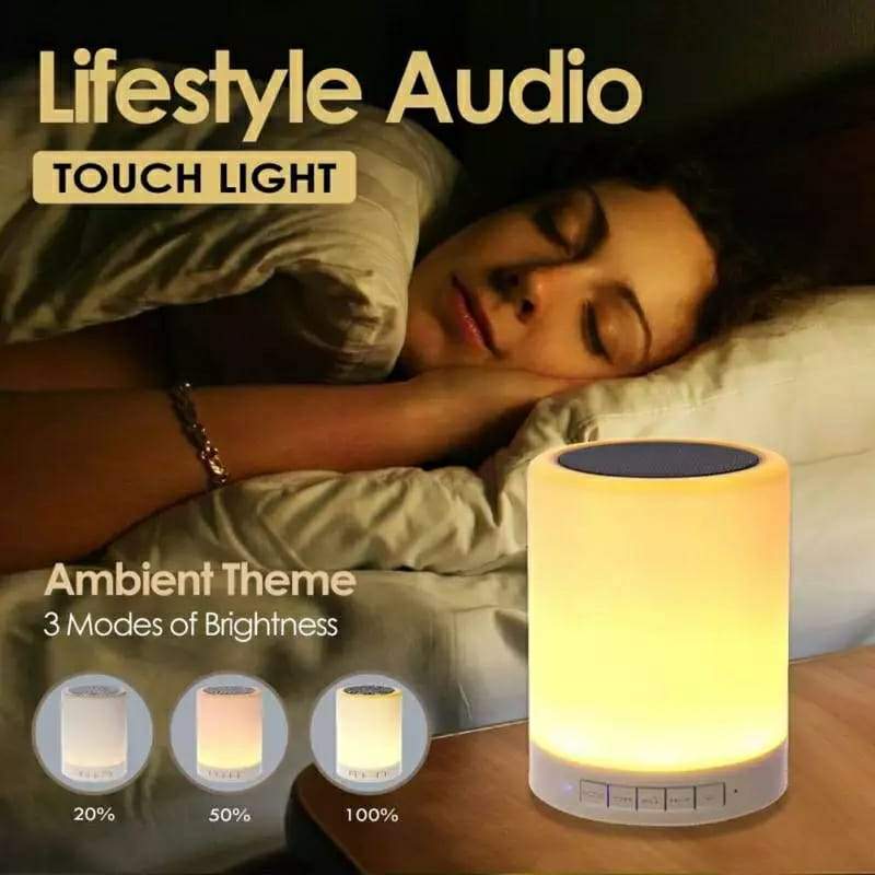 Fargerik LED Nattlampe Bluetooth Touchpanel Trådløs Høyttaler Luvikno
