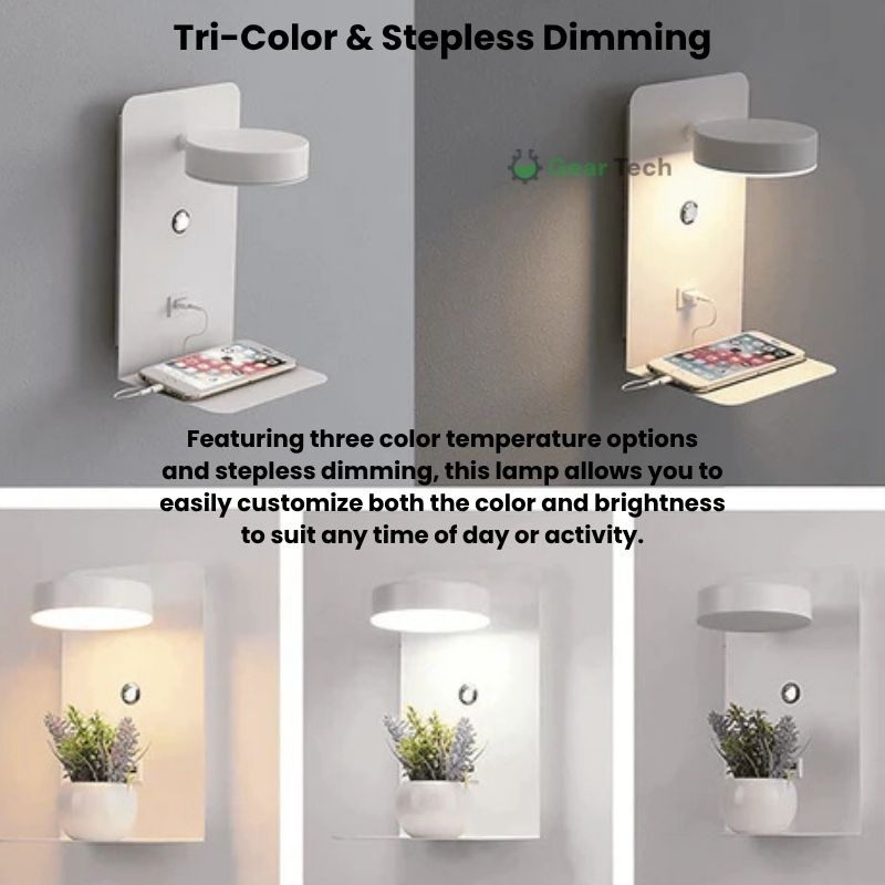 Luvikno | LED Vegglampe med Hylle | Myk Glød, Moderne Design & Ideell for å Skape en Festlig Atmosfære i Soverommet