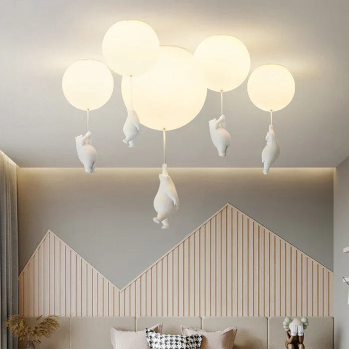 Barnelysest lampe med bjørn og ballong - CloudBear | Luvikno