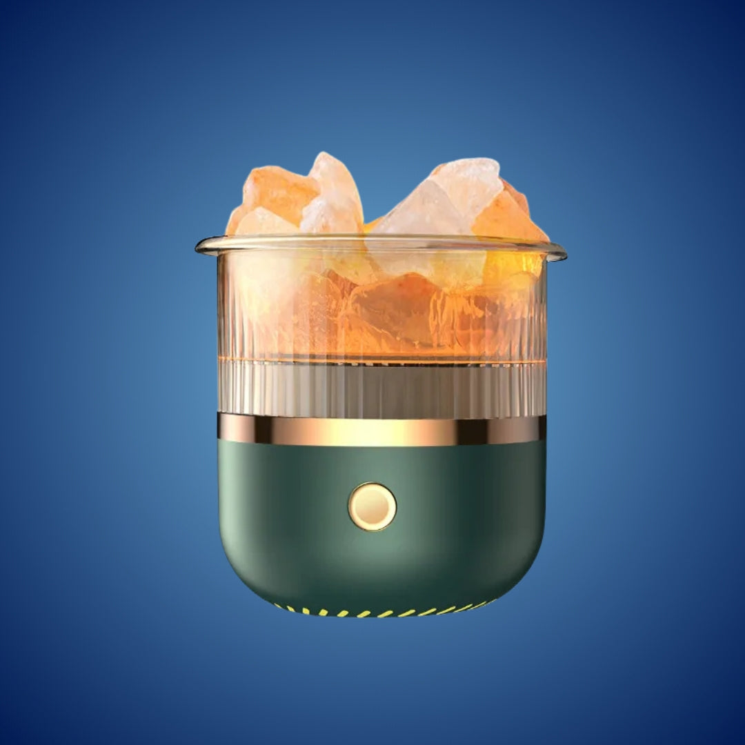 SereniGlow Crystal Salt Fuktighetsgiver | USB Aroma Diffuser – Nattlys & Luftrenser – For Avslapning, Stressreduksjon & Forbedret Luftkvalitet Luvikno