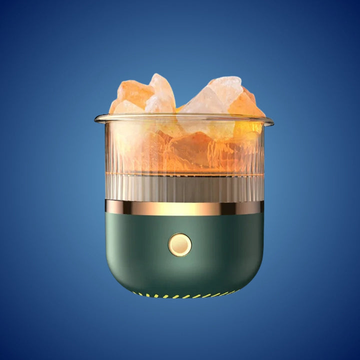 SereniGlow Crystal Salt Fuktighetsgiver | USB Aroma Diffuser – Nattlys & Luftrenser – For Avslapning, Stressreduksjon & Forbedret Luftkvalitet Luvikno