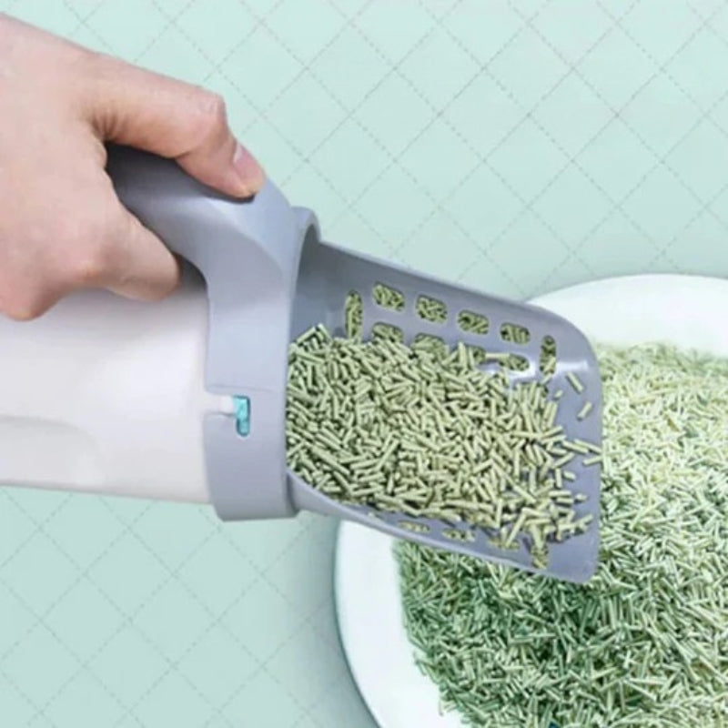 Selvrensende kattetoalett med integrert pose-dispenser Luvikno
