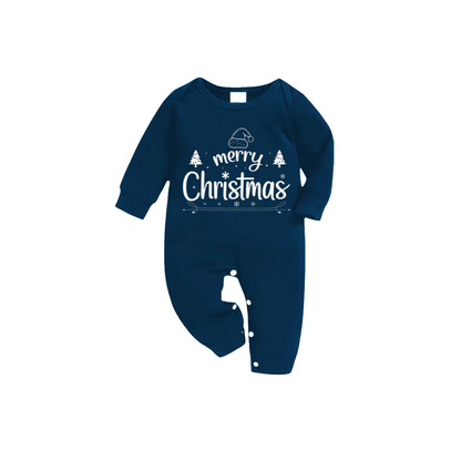 Luvik | "Hyvää Joulua" Valkoinen Kirje 2025 Sininen Pitkähiha Teeppari Sinisellä Ruudullisella Kuviolla Perheen Yhteensopivat Yöpaidat