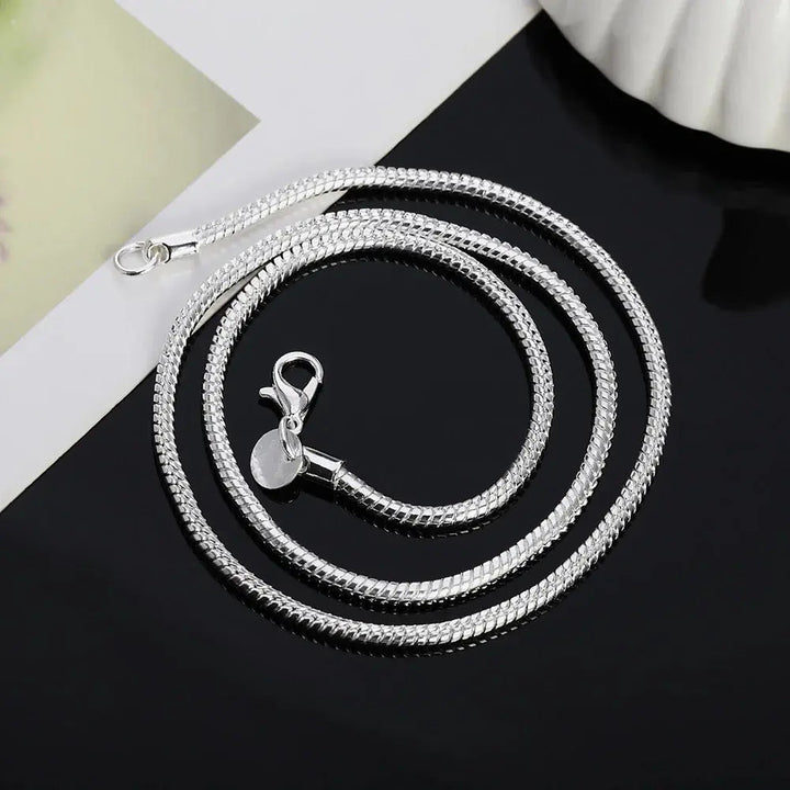 Luvik | 925 3mm Sterling hopea käärme kaulaketju