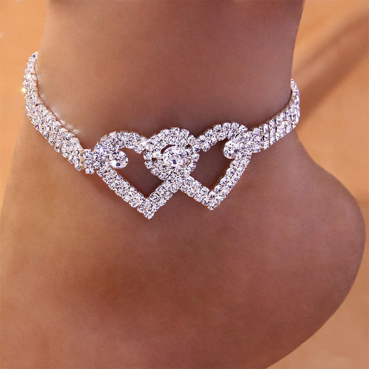Luvikno | Double Love Heart Rhinestone Anklet