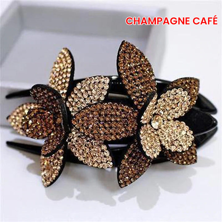 Double Flower Rhinestone Hair Pin | Luvikno