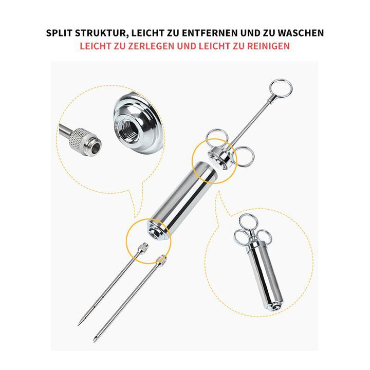 304 Marinade Injector laget av rustfritt stål for marinering av kjøtt på kjøkkenet | Luvikno