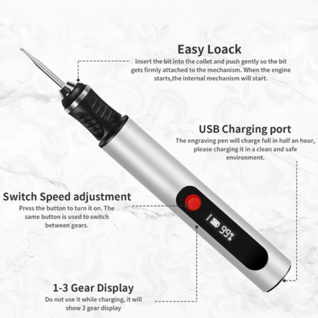 DIY KITSCRIBE PENCIL for artists, rechargeable precision tool for 50+ surfaces with 30 bits and mastery guide Luvikno
