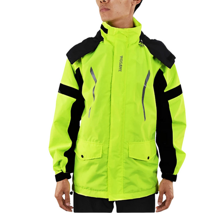 Luvik | Miesten moottoripyörä sadejakku vesitiivis - Heijastava musta/vihreä S-2XL