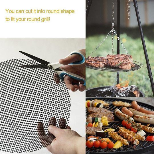 Teflon Non-stick BBQ Grill Mesh Mat for Reusable Cleaning | Luvikno