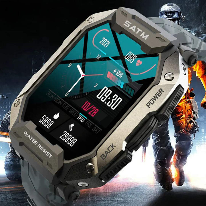 TactiX ARMY Series Smartwatch med militærdesign | Holdbar GPS - Fitness Tracker - for utendørs eventyr - militært personell og taktisk bruk Luvikno