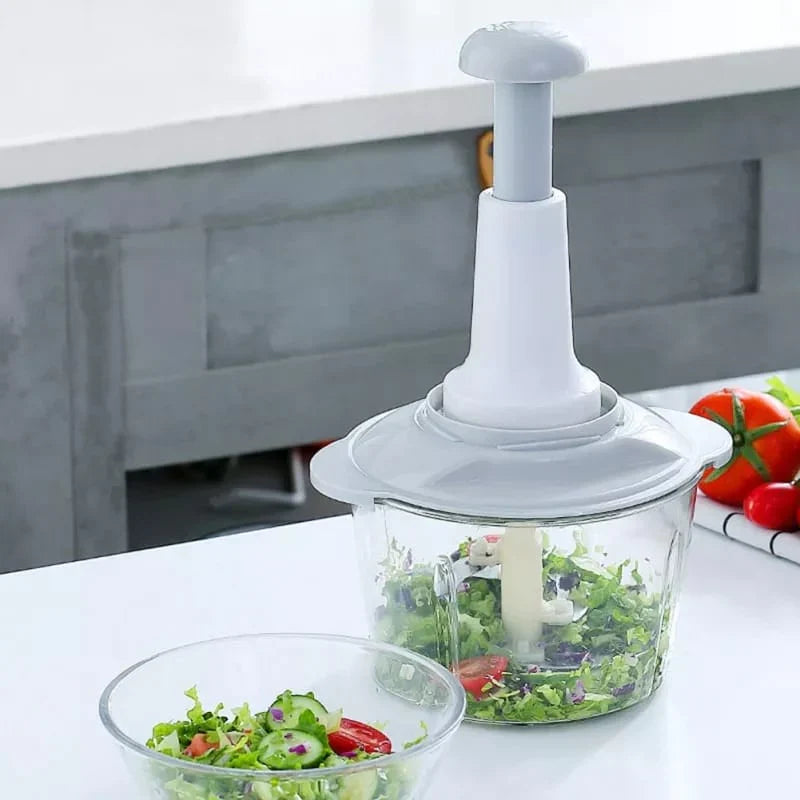 Manuell Mat Hakker, 1500ML Rask Med 4 Bøyde Rustfrie Stålblad Luvikno