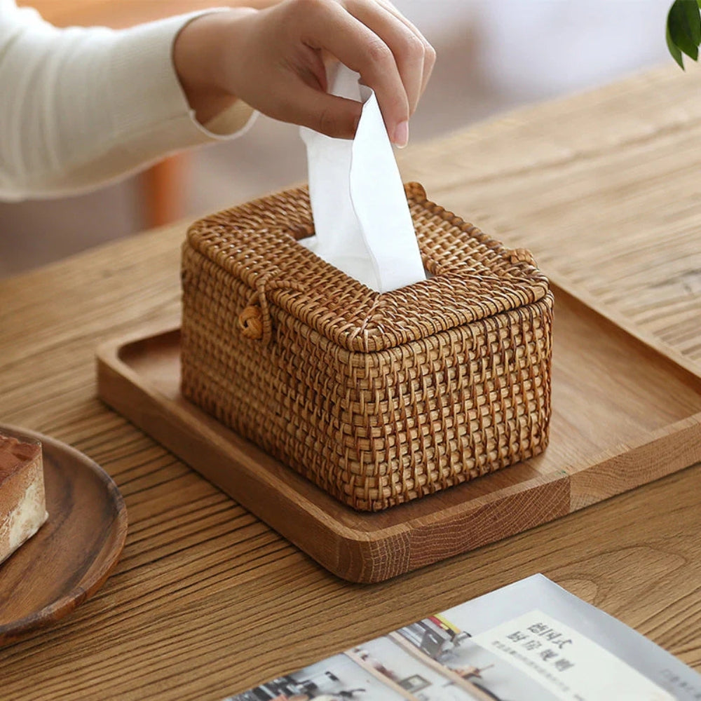 Woven Rattan Tissue Holder | Luvikno