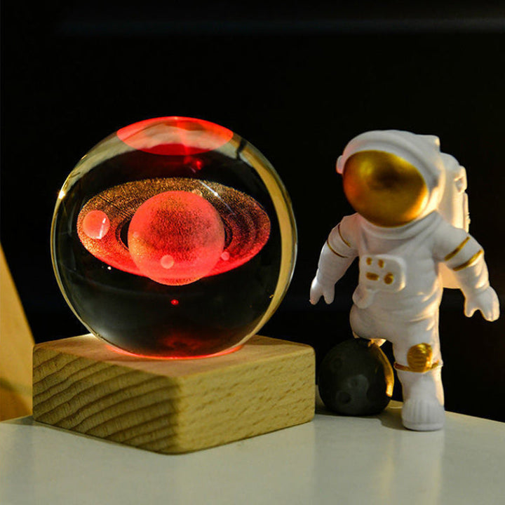 3D Galaxy Crystal Ball Natt Lys Dekor Lampe | Luvikno