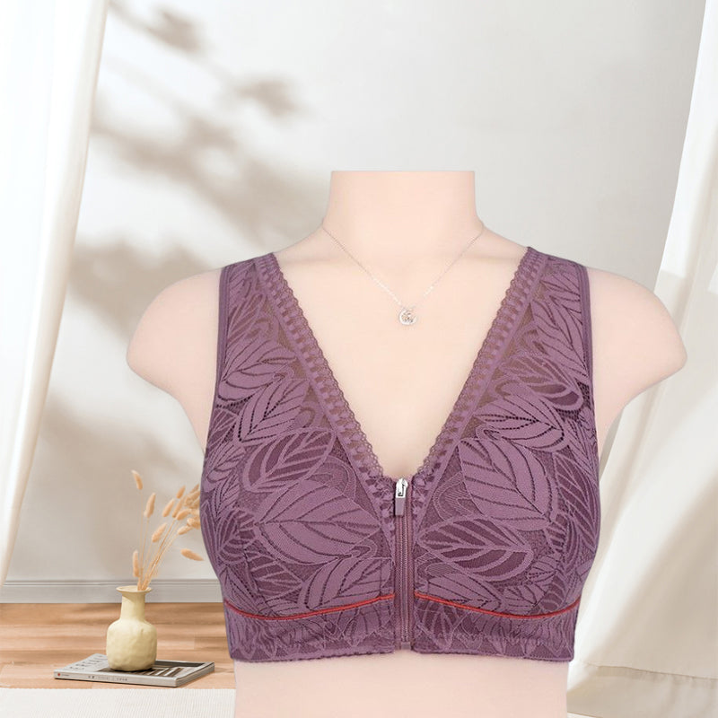 Luvikno | Ensfarge Lacy Lingerie med Frontglidelås