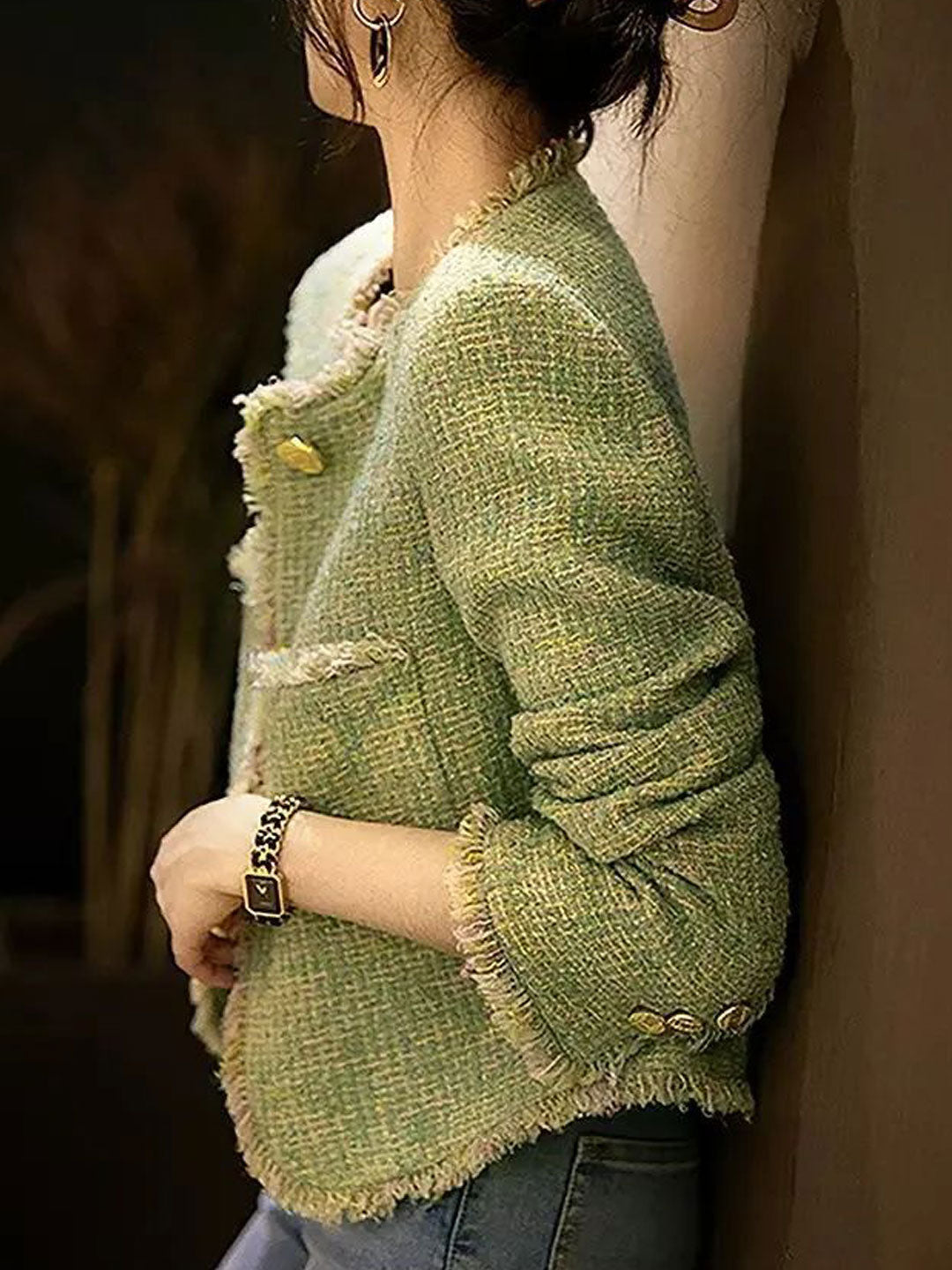 Luvik | Stilig Rund Hals Tweed Jakke