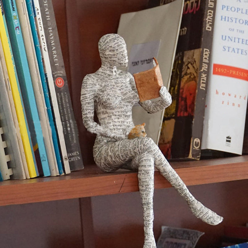 Resin Moderne Lesende Kvinne Statue Ornament i Form av en Lærer | Luvikno