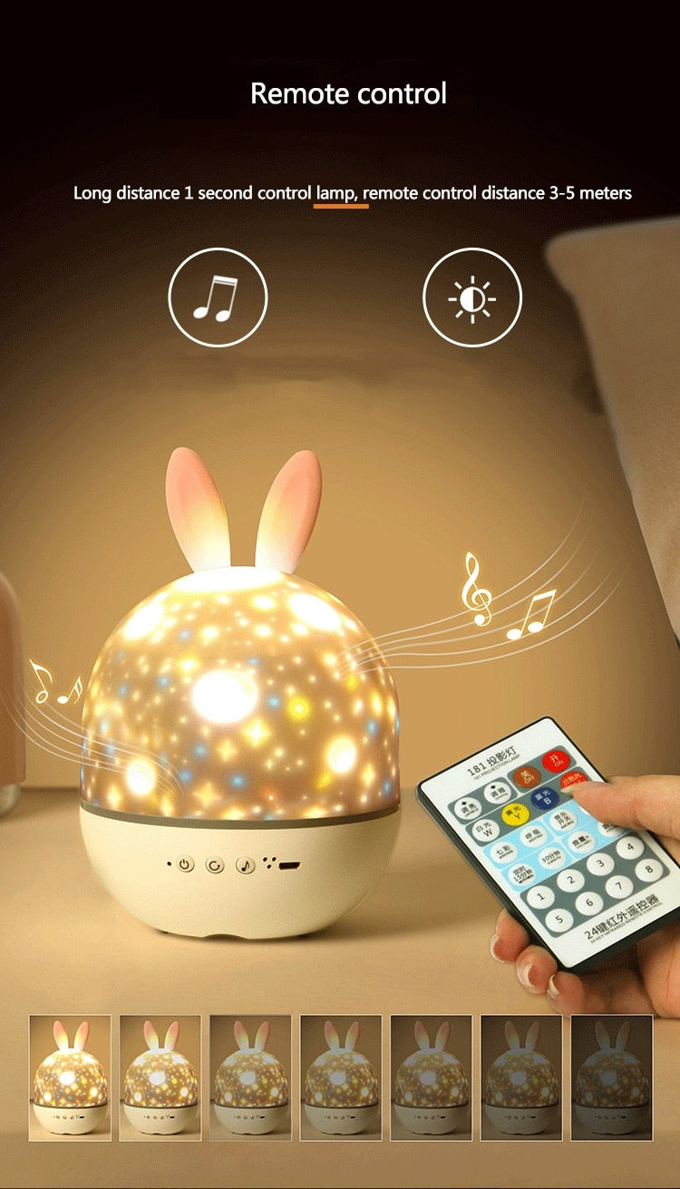LED Universe Stars Bunny Prosjektor Nattlys | Luvikno