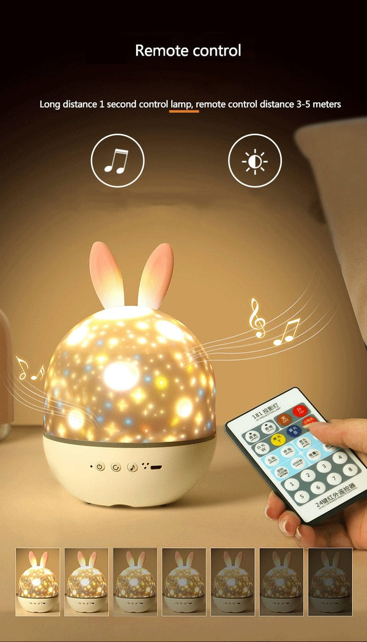 LED Universe Stars Bunny Prosjektor Nattlys | Luvikno