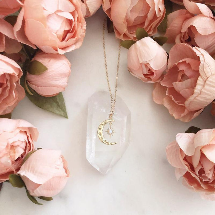 Moon & Sun Croissant Necklace | Luvikno