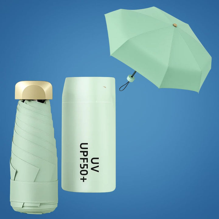 UrbanBrolly | Mini UV Sammenleggbar Paraply – UPF 50+ Solbeskyttelse – Vannavvisende – Lett Bærebar Størrelse Reise Bruk Luvikno