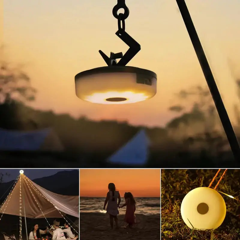 Luvikno | in 1 Camp Light – Bærbar Campinglampe, Lyskjeder med 8 Lysmoduser, Oppladbart Powerbank for Utendørseventyr