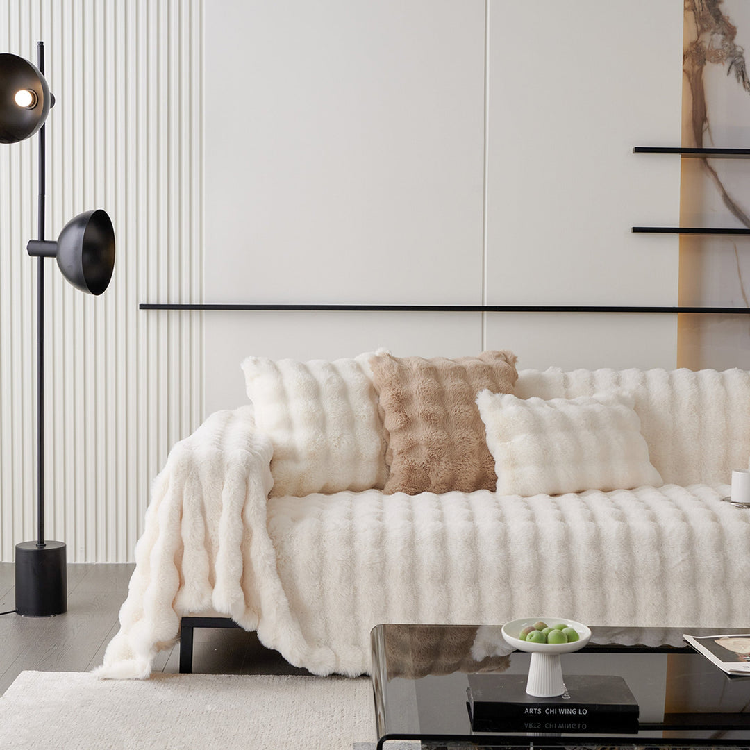 Luksus Ripple Faux Fur Sofa Deksel - Moderne, Stilig & Holdbar Sofa Beskyttelse | Luvikno