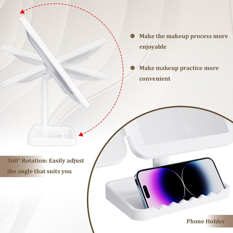 Tri-Fold LED Sminkespeil Luvikno