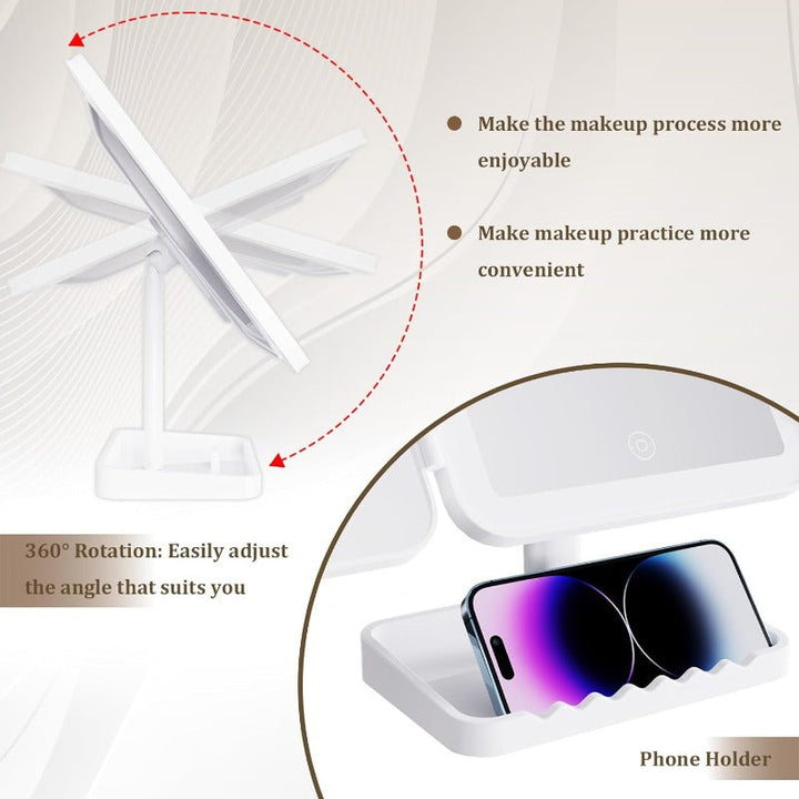 Tri-Fold LED Sminkespeil Luvikno